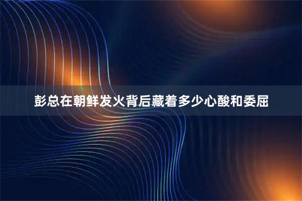 彭总在朝鲜发火背后藏着多少心酸和委屈